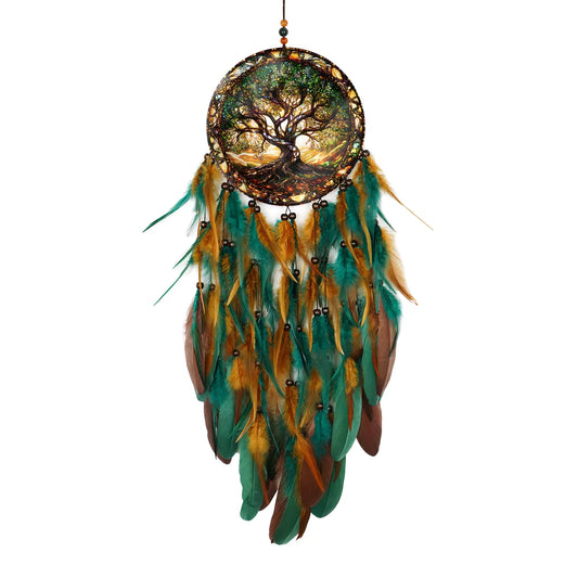 Drop-Shipping Wholesale Fancy Ornaments Handmade Feather Sun Catcher Hanging Decorations Bohemian INS Tree Life Dream Catcher