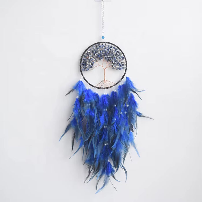Tree of Life Dreamcatcher – Natural Crystal Chip Wall Hanging